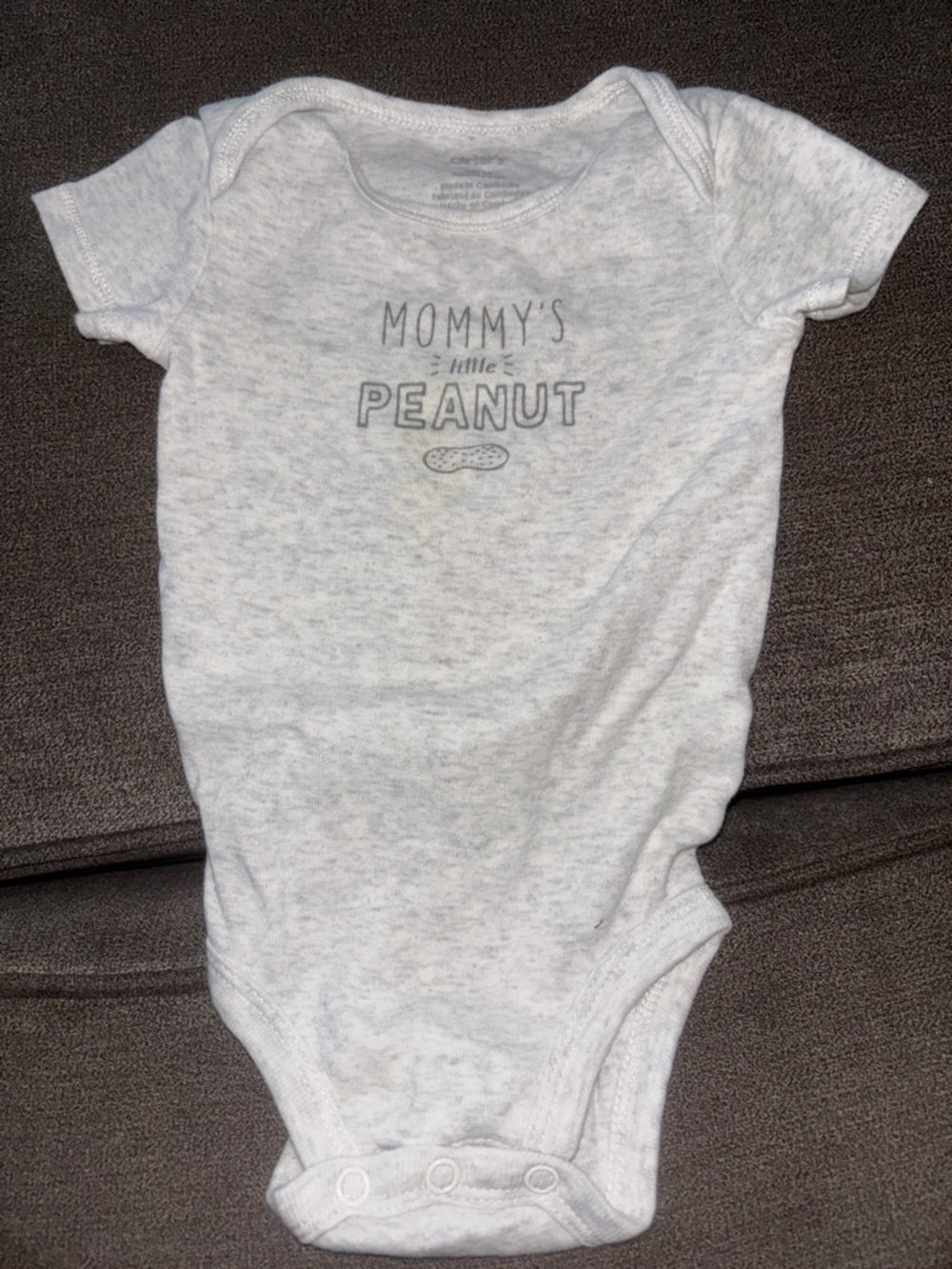 Carter's Heather Gray 'Mommy's Little Peanut' Baby Bodysuit